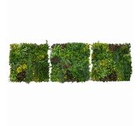 3Pcs Artificial Plant Wall Panel 100 x 100cm Cassia Living Foliage Green Tiles Indoor Outdoor Weather & UV Resistant Grass Fence Hedge Privacy Backdrop Garden Home Décor Snap & Lock Fixings Included
