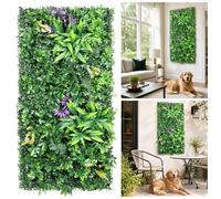 3PCS Artificial Plant Wall Panels, 50x100cm Artificial Plant Flower Living Wall Panels, Artificial Foliage Panels, Realistic Grass Green Plant Wall Fence for Indoor/Outdoor Home, Garden, Balcony Decor