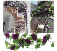 3pcs Artificial Rose Vine Garland 2.4m Silk Plastic Wedding Decor | Flexible Draping, Lifelike Finish, for Arch Styling, TV Wall Displays, Easy Cleanup