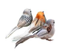 3pcs Artificial Simulation Birds,Simulation Foam Bird Clip on Feathered Sparrow Bird Ornaments for Ornament Home Garden Wedding Decor Party Accessories