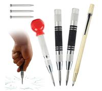 3PCS Automatic Centre Punch, Automatic Center Punch with a Metal Engraving Pen & 3 Replacement Tips, Centre, Adjustable Tension Spring, for Metal Wood Glass Steel Plates