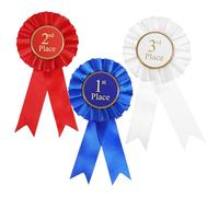 3Pcs Award Ribbons Rosette Set, 1st 2nd 3rd Place Rosette Ribbons for Medals, Participation, Prize & Best in Show Ribbon, Awardsfor Classroom Prizes Honorable Recognition Ribbon, Sports Event（Blue Re