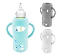 3Pcs Baby Bottle Silicone Sleeve with Handle Insulated Glass Bottle Protector Silicone Baby Bottles Cover Compatible with Dr. Brown's Glass Bottles 250ml for Newborn Accessories(L)