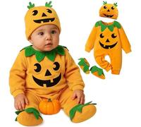 3Pcs Baby Halloween Costume,Cute Infant Pumpkin Outfit Hoodie 0-3M