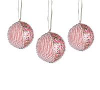 3Pcs Baby Pink Bauble 7cm - Christmas Tree Hanging Decorations Festive Decorative Ornaments Fairy Tale Themed Xmas Tree Pendant
