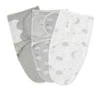 3Pcs Baby Swaddle Set, Swaddle Blanket 0-3 Months With White Cloud & Moon, Gray Sheep, Heathered Gray Prints, Newborn Sleeping Bag For Baby Essentials For Newborn (Breathable Design)