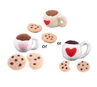 3Pcs Baby Wool Felt Milk Tea Cup+Cookies Decoration Newborn Photography Prop Home Party Ornament Decoration