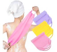 3Pcs Back Scrubber for Shower, Back Washer with Handles for Men & Women, Double-Side Use Exfoliate Washcloth Bath Tool to Scrub Your Body (3 Color, 17.7 * 7.9in)