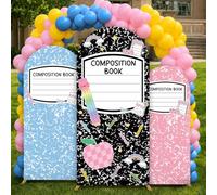 3Pcs Back to School Arch Backdrop Covers 4ft 5ft 6ft Colorful Composition Notebook Spandex Fitted Arch Stand Covers First Day of School Decorations for Kindergarten Birthday Party Ceremony Decor