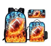 3Pcs Backpack set for Boys Girls, Bookbag Backpack with Lunch Box Pencil Case, 17 Inch Lightweight Backpack School Bag for Primary School Daypack Elementary - Football01