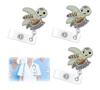 3pcs Badge Reel, Retractable Badge Holder, Nurse Badge Reel, Retractable Cute Sea Turtle Holder for Medical Assistant, Doctor, Teacher, Student