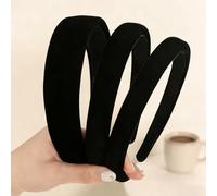 3pcs Balck Velvet Headbands Padded Headband,Black Headbands Elegant Soft Simple Solid Puffy Headband Vintage No Teeth Plain Thick Velvet Hair Bands Wide Spomge Comfortable Hairbands for Women Girls
