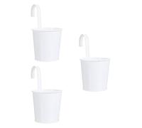 3pcs Balcony Hanging Flower Bucket Iron Planter with Detachable Hook | Rustic White Finish, Drainage Hole Base, for Herbs and Succulents, Window Sill Decor and Garden Use