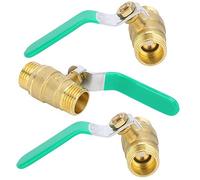 3Pcs Ball Valve Dual Male 1/2in Thread, Brass Water Pipe Shut Off Valve, Thickened - Switch for Cold Hot Water Gas Solar Piping System, Easy to Install Lightwei