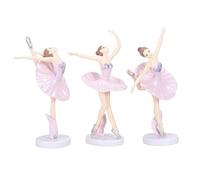 3pcs Ballet Dancer Cake Topper Statue Figurines Ornaments Cake Toppers Birthday Party Favors for Dancer Gifts Home Decor, Pink