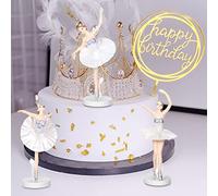 3pcs Ballet Girl Cake Topper Baking Cake Decoration Tools Sweet Girl Dessert Table Decorations Birthday Desk Ornaments (A, One Size)