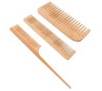 3pcs Bamboo Hair Styling Comb Set for Salon Barber Use | Fine and Wide Tooth Design, Rat Tail Detailing Tool, Portable Lightweight Trio for Blending and Sectioning