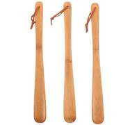 3pcs Bamboo Long Handled Shoe Horn 15 Inch for Seniors and Elderly