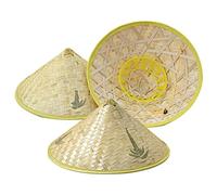 3Pcs Bamboo Rice Farmer Hat Chinese Oriental Cool Hat for Cosplay Sun Protection (Random Style)