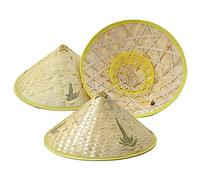 3Pcs Bamboo Sun Hat, Chinese Oriental Rice Farmer Hat Rain Cap for Farmer Fishing (Random Style)