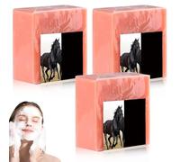 3Pcs Bar Soap Natural Horse Oil Essence 2.36x2.36x0.98"Skin Care and Oil Control Soap Bar for Home Bathroom