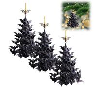 3PCS Bat Swarm Tree Ornament, Gothic Halloween Bat Swarm Hanging Decorations, Flying Bats Ornaments for Christmas Tree, for Party Halloween Home Garden