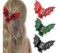 3Pcs Bat Wing Shark Hair Claws Glossy Marble Glitter Gothic Hair Jaw Clips Spooky Halloween Cosplay Costume Decorative Hair Barrettes Accessories Gifts for Women Girls Party Festival Dress Up