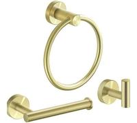 3Pcs Bathroom Hardware Set, Heavy Duty Stainless Steel Towel Racks & Toilet Paper Holder, Wall Mounted Towel Bar, Towel Ring, Robe Hook - Complete Bathroom Accessories Kit