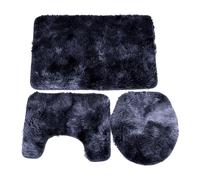 3Pcs Bathroom Rug Set Soft Non Slip Toilet Lid Cover Bath Mat Contour Rug Home Decoration Navy Blue
