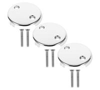 3pcs Bathtub Overflow Plate 3.4 Inch Two Hole Zinc Alloy Silver