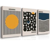 3Pcs Bauhaus Style Wall Art Bohemian Abstract Wall Decor Minimalist Canvas Mid Century Moderngeometry Poster Prints Painting Picture Suitable for Living Room Bedroom （12x16 Canvas）