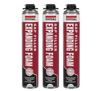 3PCS Bazaarist Soudal Gun Grade Expanding Foam 750ml - Self-Expanding PU Gap Filler with Excellent Heat & Sound Insulation, Gun-Applicable Aerosol