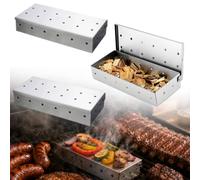 3Pcs BBQ Smoker Box for Wood Chips, Heavy Duty Stainless Steel Grilling Accessories for Infusing Smoky Flavor into Meat and Fish, Smoke Box for Gas Charcoal Electric Grill, for Outdoor Cooking (3pcs)