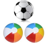 3pcs Beach Ball,1pcs 16 Inch Inflatable Football Beach Balls,2pcs 12 Inch Rainbow beach Balls,Inflatable Pool beach balls,for Kids and Adults,Summer Water Toys,Outdoor Party,beach Fun Supplies.