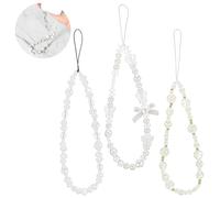 3Pcs Beaded Cute Phone Charms Straps, Cute Butterfly Bow Phones Wrist Strap, Sparkly Phones Charms Strap, Anti Lost Durable Universal Phone Charm Wristlet for Girls, Women, Y2K, White/Gold/Transparent