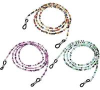 3pcs Beaded Eyeglass Chain Holder, Decorative Glasses Strap, Multi-Colour Crystal Design, 70 cm
