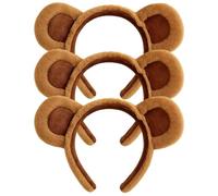 3Pcs Bear Ears Headband, Plush Teddy Bear Party Hats, Cute Animal Costume Accessories for Cosplay, Photo Shoots, Gifts, Alvin and The Chipmunks Costume, Ratatouille Headband
