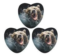 3PCS Bear Holding Fish Car Air Freshener Hanging Scented Cards Cute Black Car Fresheners Long Lasting New Cars Scents for Women Men Natural Air Freshener with Lanyard Automotive Freshies