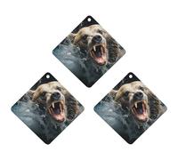 3PCS Bear Holding Fish Car Air Freshener Hanging Scented Cards Cute Gray Car Fresheners Long Lasting New Cars Scents for Women Men Natural Air Freshener with Lanyard Automotive Freshies