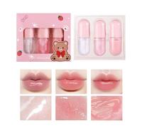 3pcs Bear Lip Oil Set Lightweight Liquid Lipstick Moisturizing Lip Glosses Show Your Makeup Look For Women And Girl