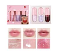 3pcs Bear Lip Oil Set Lightweight Liquid Lipstick Moisturizing Lip Glosses Show Your Makeup Look For Women And Girl