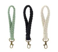 3Pcs Beautiful Handmade Braided Wristlet Keychain Comfortable Macrame Keyring Holder Portable Size Boho Handmade Wristlet Bracelet for Women Girls