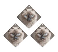 3PCS Beautiful Siamese Cat Car Air Freshener Hanging Scented Cards Cute Black Car Fresheners Long Lasting New Cars Scents for Women Men Natural Air Freshener with Lanyard Automotive Fresh