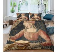 3Pcs Bedding Set Lady Making A Sandwich Printed Quilt Cover,3D Bayeux Style Duvet Cover for Kids Adult, Microfibre, With Zipper Closure Set Double(200x200cm)