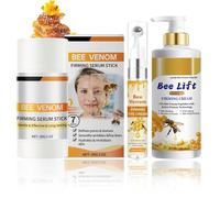 3PCS Bee Venom Firming Skin Care Set, With Bee Venom Firming Stick & Eye Cream with Roller Ball for Puffiness, Bee Venom Wrinkle Removal Cream, 3-in-1 Face Lift Kit for Wrinkles & Sagging Skin
