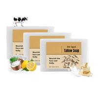 3PCS Beef Tallow Soap for Skin - Handmade Organic Tallow Soap Bar, Moisturizing Bar for Dry Skin, Deep Cleansing Beef Milk Soaps for Nourishing, Radiant Complexion, Evens Skin Tone