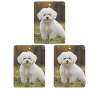 3PCS Bichon Frise Dog Car Air Freshener Hanging Scented Cards Cute White Car Fresheners Long Lasting New Cars Scents for Women Men Natural Air Freshener with Lanyard Automotive Freshies