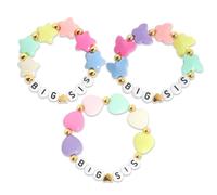 3pcs Big Sister Gifts, Big Sister Gifts For Little Girls, Toddler Jewellery For Girls,3 Style Colorfu, Colorful Butterfly Charm Bead, With Butterfly Star Hear Letter Bracelet Adjustable Sisters