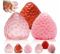 3Pcs Big Taba Squishies Strawberry, Cute Strawberry Squeeze Toys, Upgrade Fruit Squishies, Kawaii Sticky Stress Toy, Clear Fidget Toys, Valentines Gift, Birthday Gift Ideas