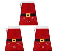 3pcs Big Velvet Christmas Sack Bag, 2026 New Large Santa Pants Gift Bags with Drawstring, Red Christmas Gifts Bags, Party Decorations for Holiday Packaging, Themed Party Supplies
